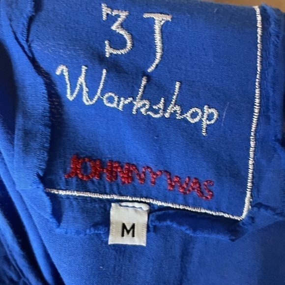 Johnny Was 3J Workshop Blue Tunic Bohemian Top Embroidered Size Med Womens   - Picture 10 of 10